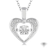 1/20 ctw Heart Shape Diamond Emotion Pendant in Sterling Silver with Chain